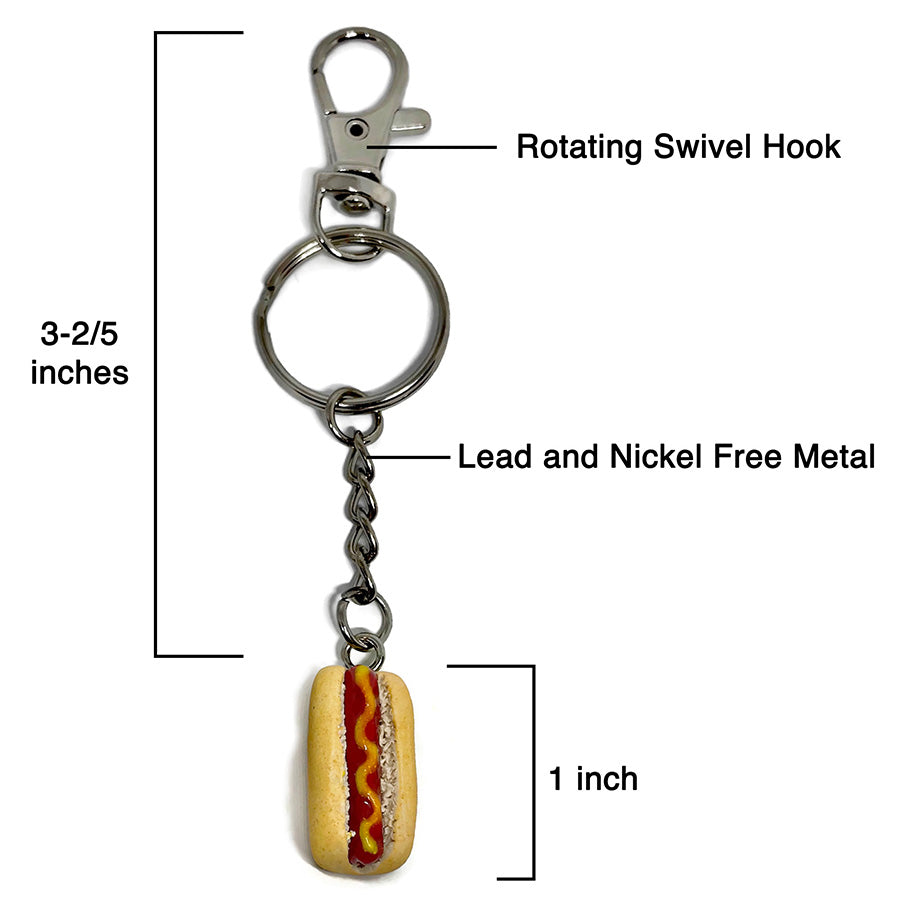 Cute Hot Dog Keychain Hot Dog Keyring Simulated Food Keyring Plush Pendant  Gift Food Plush Hot Dog Key Ring 3D Hot Dog Keychain Pendant Bag